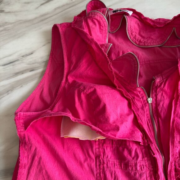 Vintage Y2K Maribelle Padded Bra Zip Ruffle Collar Detail Studded Pink Top XL - Picture 8 of 16